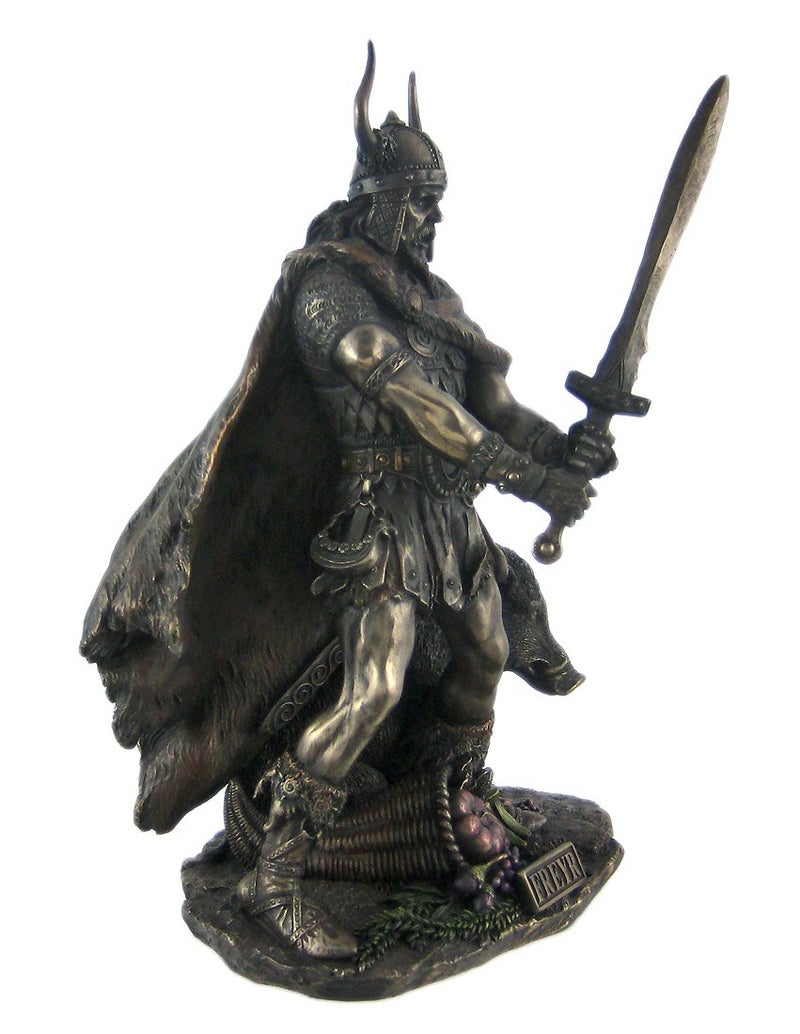 US Norse God Freyr Bronzed Finish Statue Pagan Fertility - Image 2